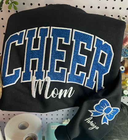 Custom Embroidered Glitter Vinyl Cheer Mama Sweatshirt