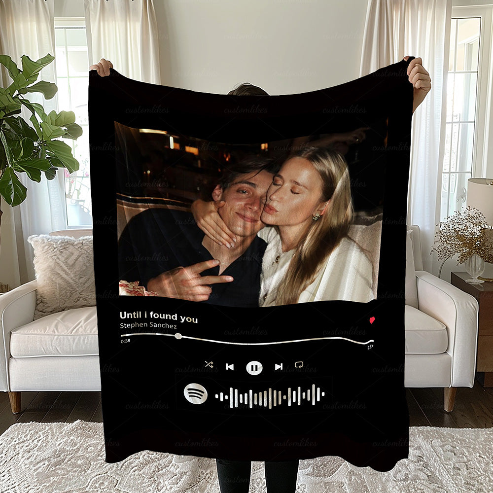 Custom Photo and Music Blanket for Couples