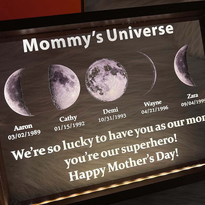 Led Light Frame With Real Moon Phase-Mom's universe