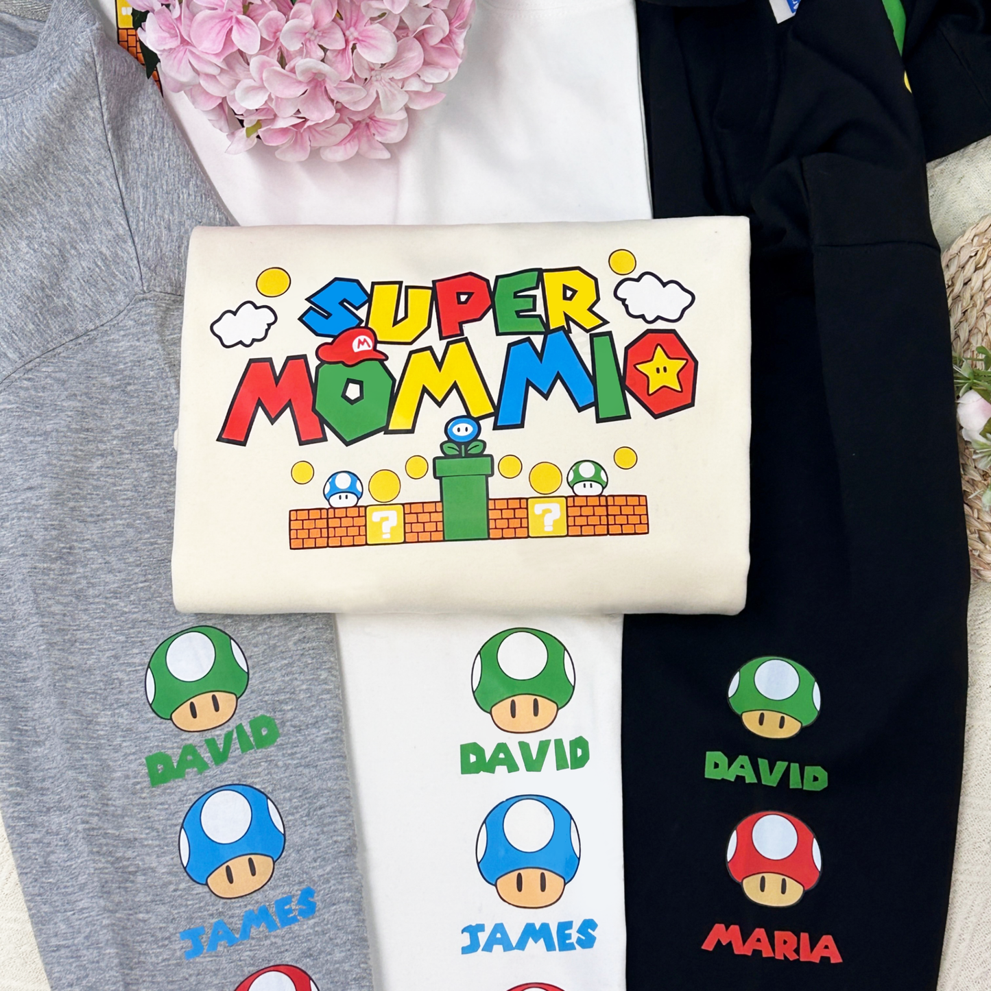 Custom Super Mommio Sweatshirt, Personalized Super Daddio Shirt