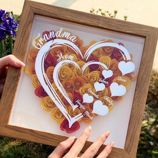 Love Mom Grandma - Personalized Flower Shadow Box