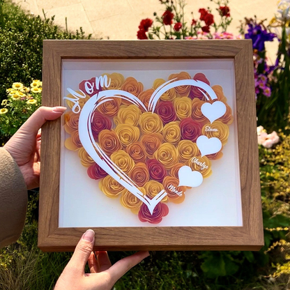 Love Mom Grandma - Personalized Flower Shadow Box