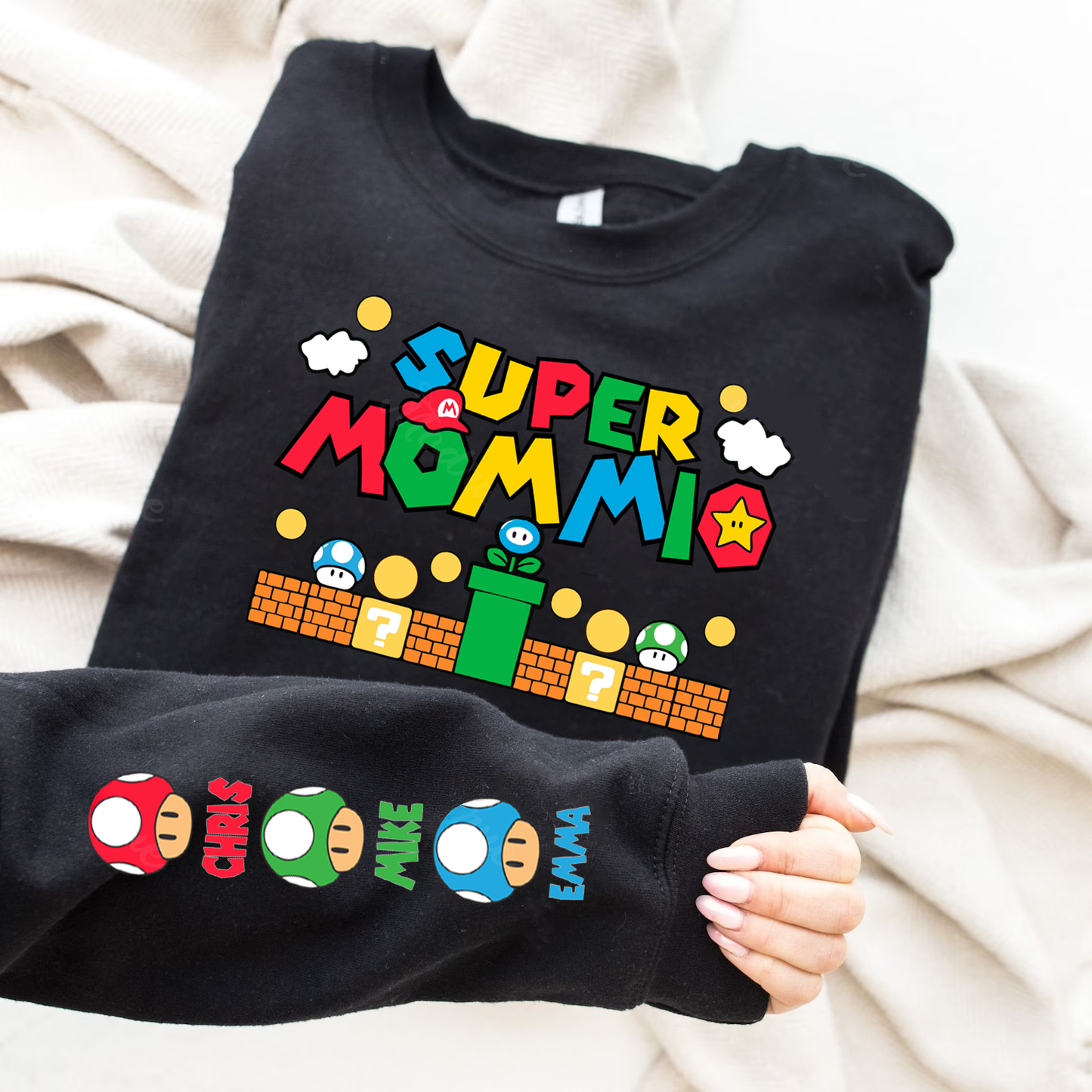 Custom Super Mommio Sweatshirt, Personalized Super Daddio Shirt