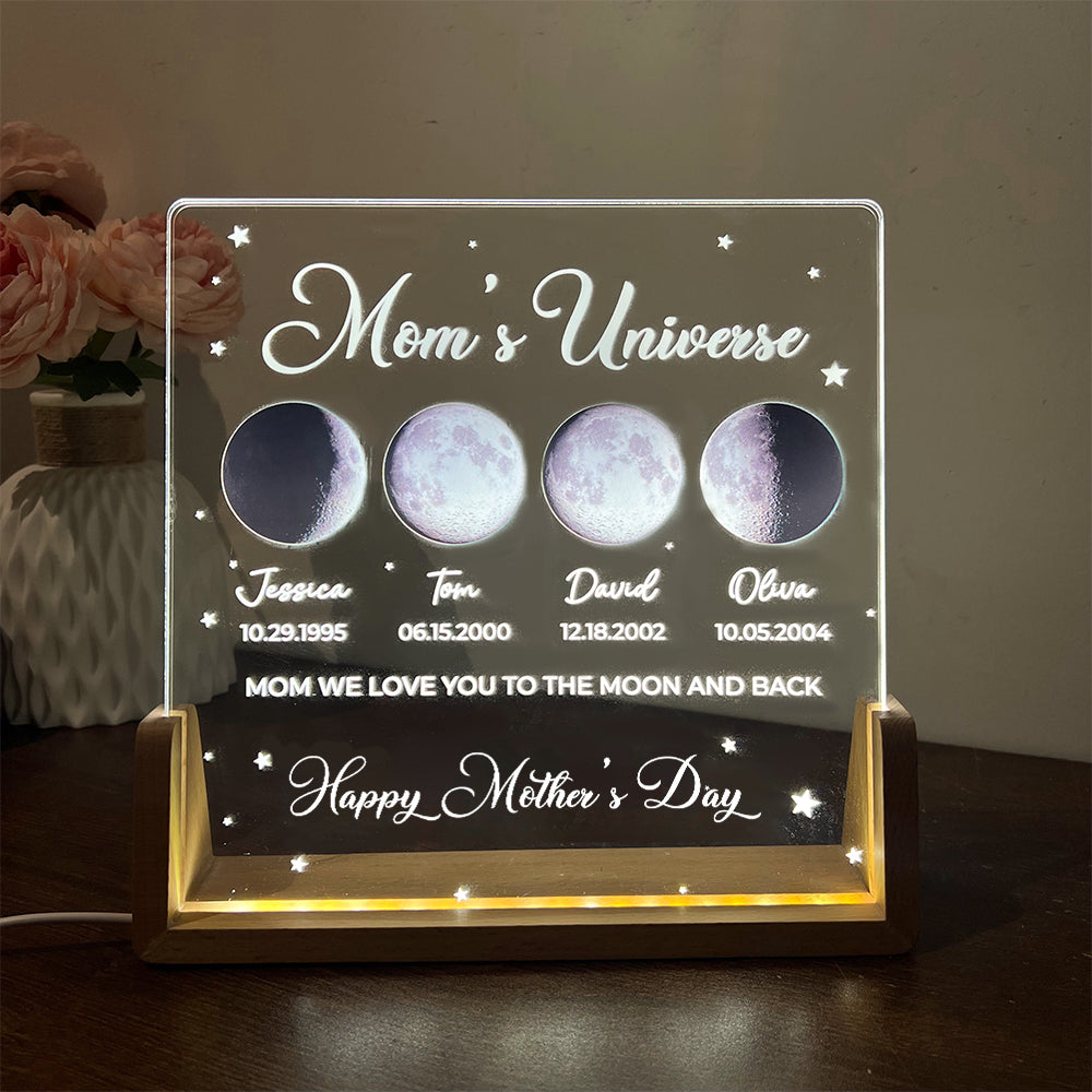 Mom's Sky Custom Real Moon Phase Led Light Frame