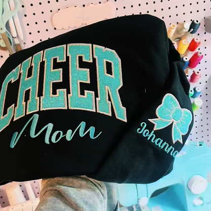 Custom Embroidered Glitter Vinyl Cheer Mama Sweatshirt