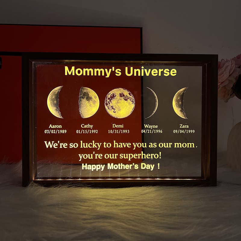 Led Light Frame With Real Moon Phase-Mom's universe