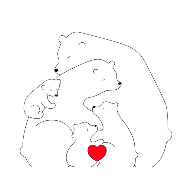 Wooden Bear Family