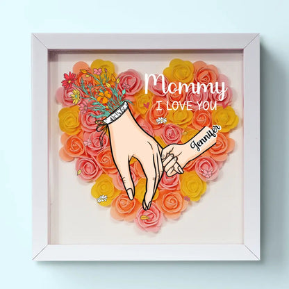Family Love Blooms Forever - Personalised Mum & Grandma Flower Shadow Box with Names