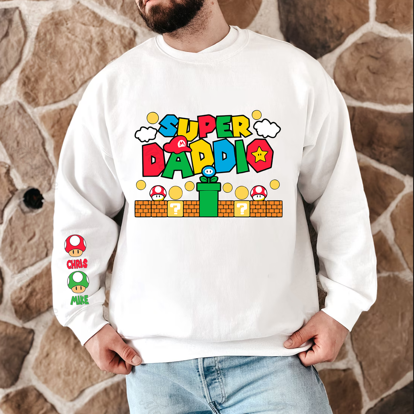 Custom Super Mommio Sweatshirt, Personalized Super Daddio Shirt