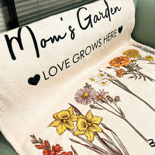 Mom's Garden Love Grows Here Customized Blanket