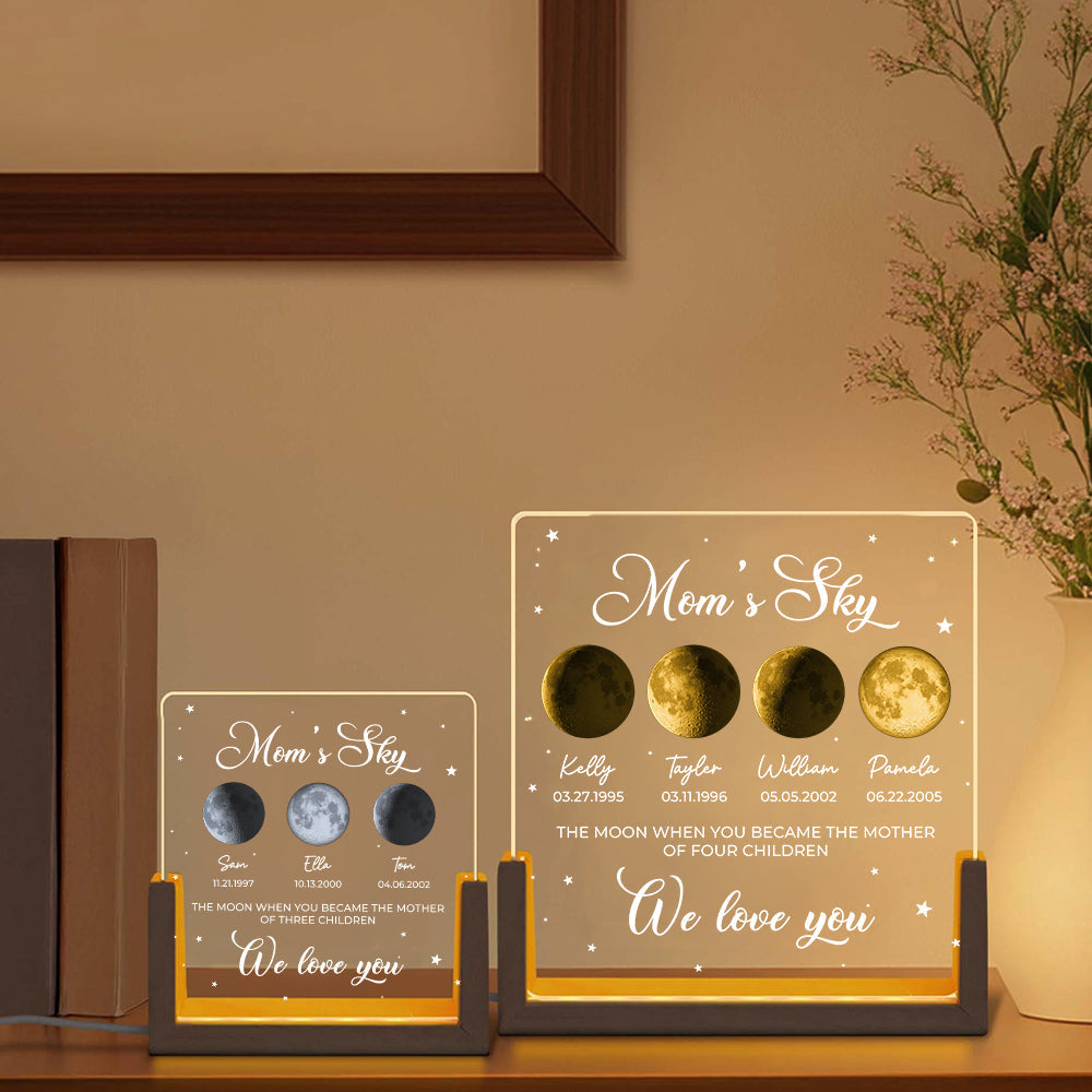 Mom's Sky Custom Real Moon Phase Led Light Frame