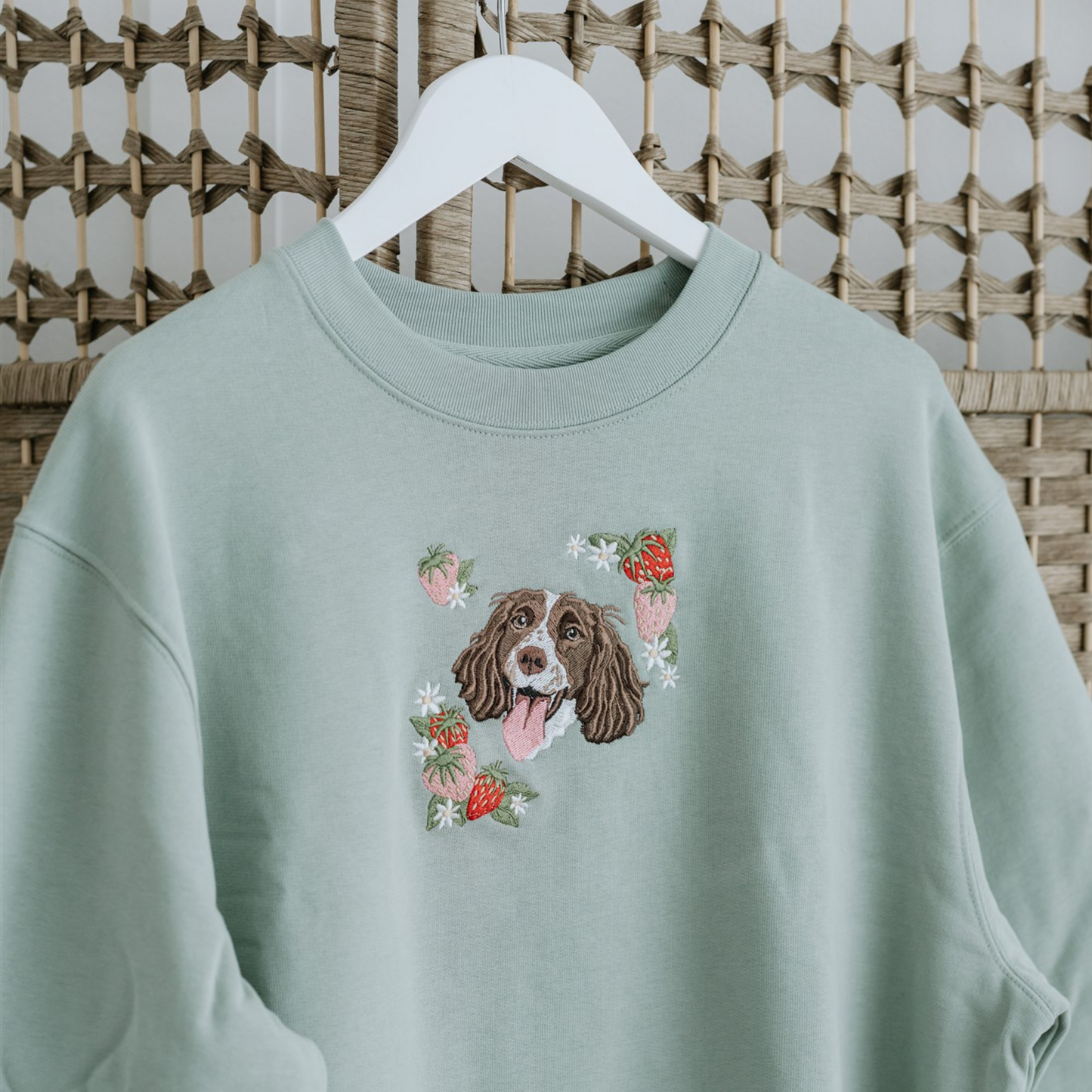 Embroidered Pet Portrait Organic Strawberry Sweatshirt