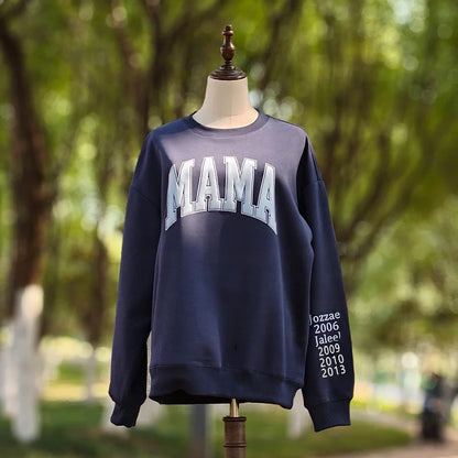 Custom Puff Mama Sweatshirt With Names On Sleeve