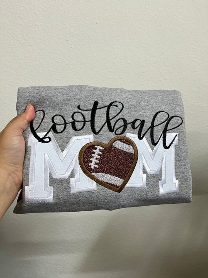 Custom Embroidered Glitter Football Mom Embroidered Sweatshirt