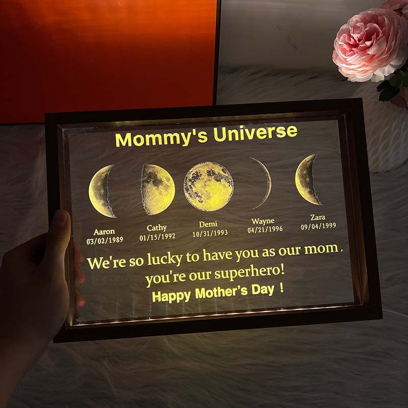 Led Light Frame With Real Moon Phase-Mom's universe