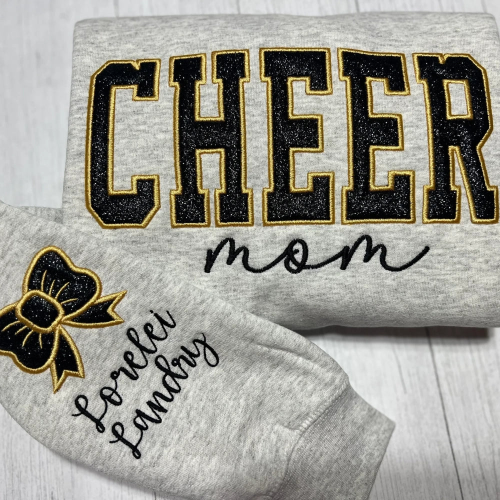 Custom Embroidered Glitter Vinyl Cheer Mama Sweatshirt