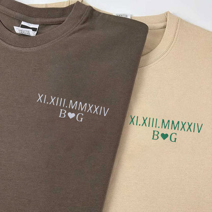 Personalized Embroidered Roman Numerals Sweatshirt With Initials