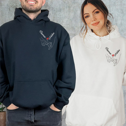 Hand in Hand Embroidered On The Left Chest Sweatshirt