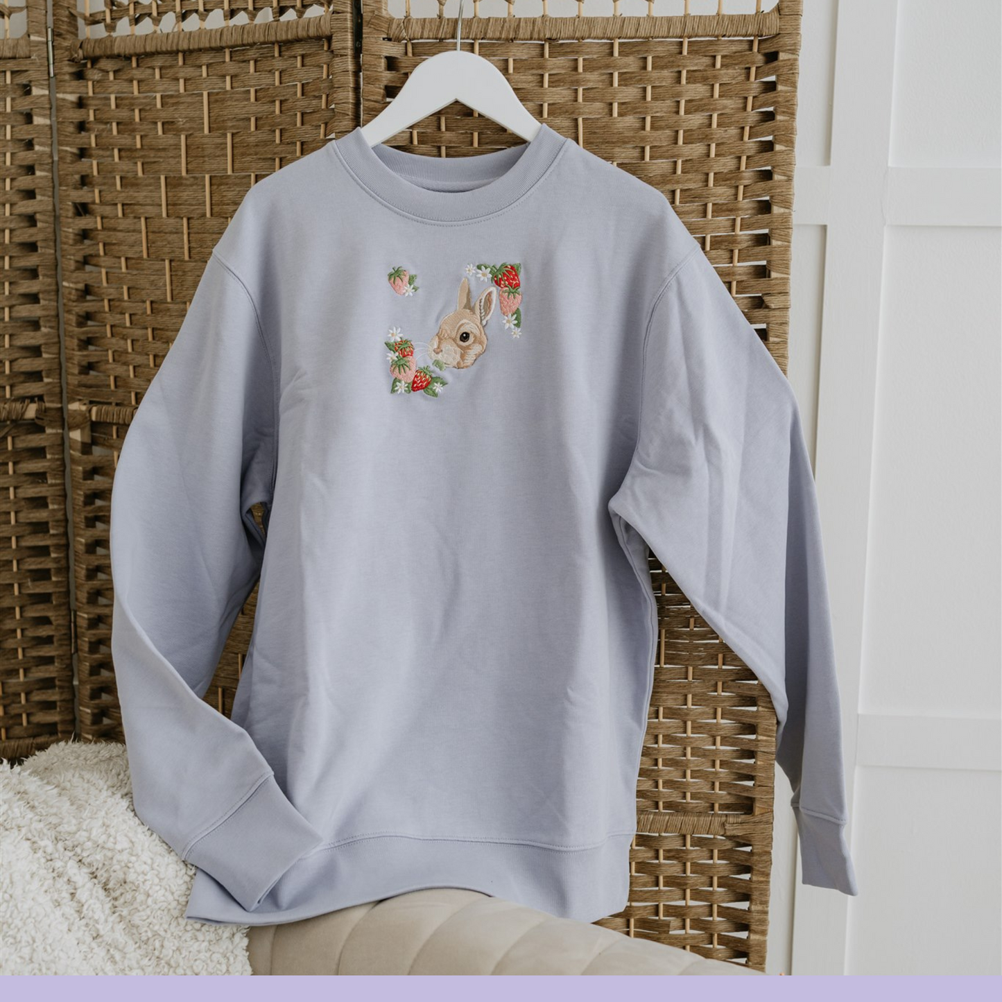Embroidered Pet Portrait Organic Strawberry Sweatshirt