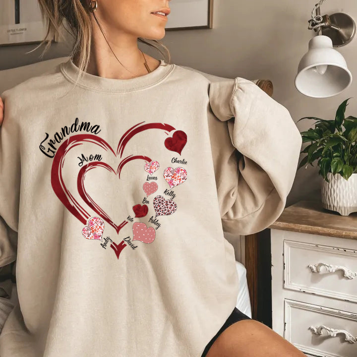 Custom Grandma Heart Sweatshirt Sweatshirt/Hoodie/T-Shirt