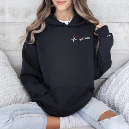 Custom Heart Beating Roman Numeral Embroidered Sweatshirt