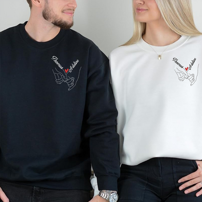 Hand in Hand Embroidered On The Left Chest Sweatshirt