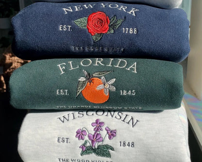 Custom Embroidered State Flower Sweatshirt