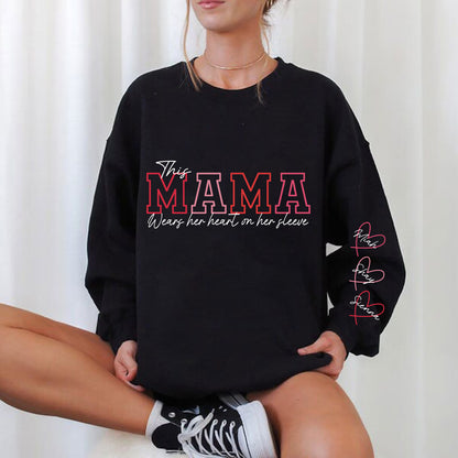 Custom Wear Heart On Sleeve Sweatshirt For Mom And Grandma