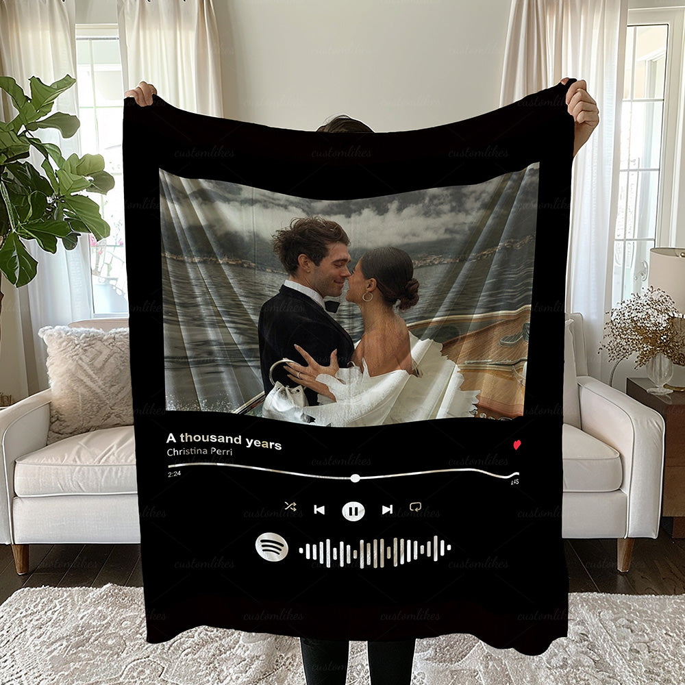 Custom Photo and Music Blanket for Couples