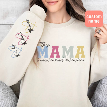 Custom Wear Heart On Sleeve Sweatshirt For Mom And Grandma