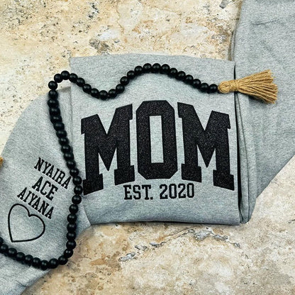 Custom Embroidered Glitter Vinyl MAMA Sweatshirt-Gift For Mom & Grandma