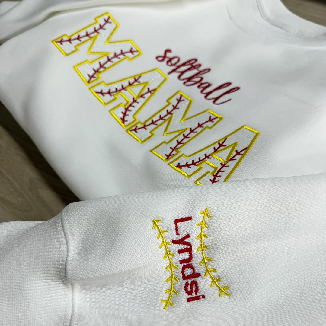 Embroidered Baseball Mama Crewneck Sweatshirt