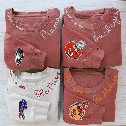 Sweat-shirt ras du cou vintage personnalisé brodé à la main avec motif équipe de football