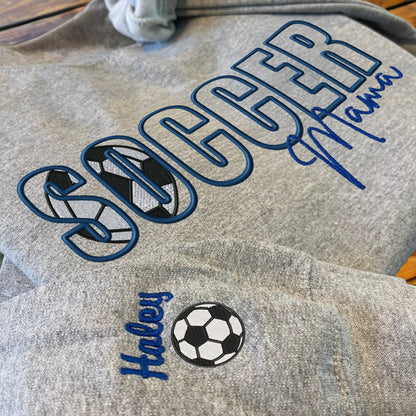 Custom Sports Embroidered Mama/Mom/Nana Sweatshirt