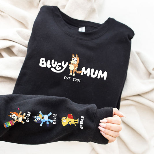 Sweat-shirt personnalisé « Mama » avec le nom de l'enfant sur la manche