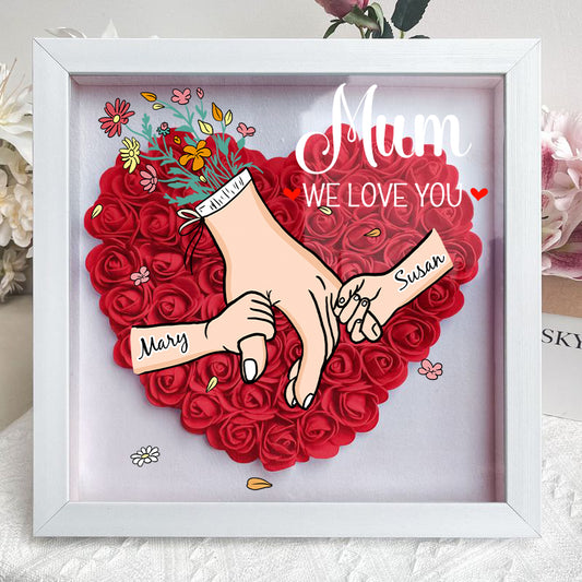 Family Love Blooms Forever - Personalised Mum & Grandma Flower Shadow Box with Names