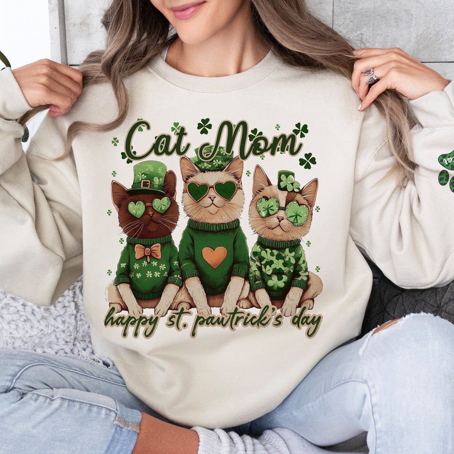 Personalized St. Patrick's Pet Lover Lucky Shamrock Sweatshirt