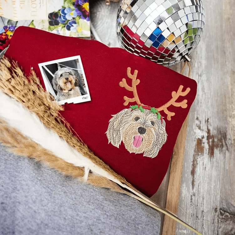 Personalized Embroidered Sweatshirt with Pet Portraits