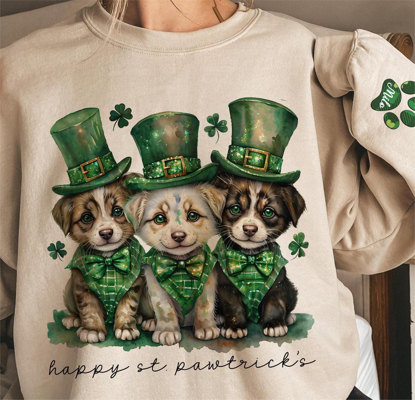 Personalized St. Patrick's Pet Lover Lucky Shamrock Sweatshirt