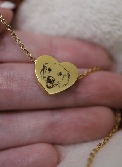 Pet Portrait Heart Necklace