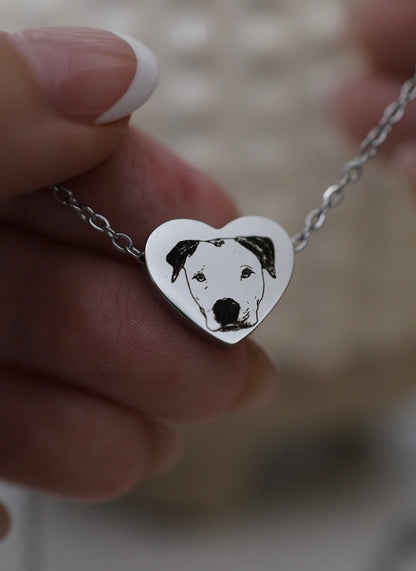 Pet Portrait Heart Necklace