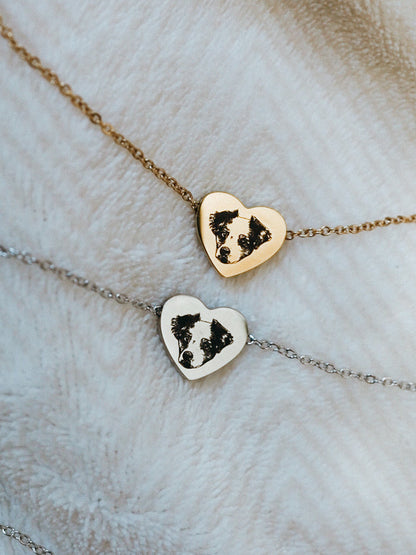 Pet Portrait Heart Necklace