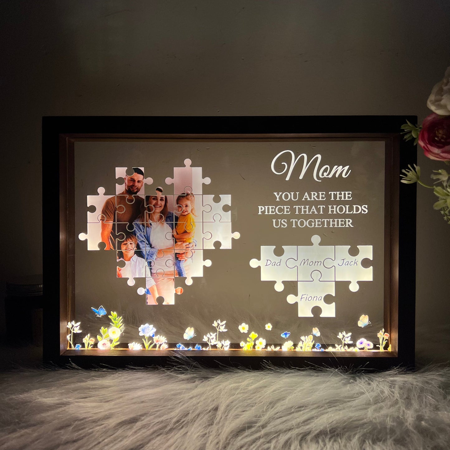 Personalized Photo Names Puzzle Light Frame Mom You Are The Piece That Holds Us Together