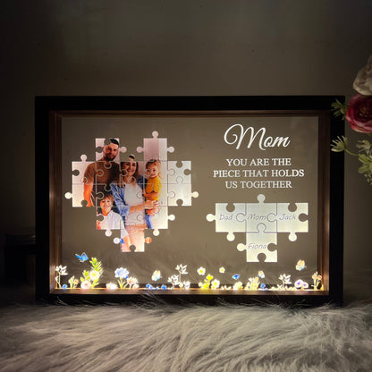 Personalized Photo Names Puzzle Light Frame Mom You Are The Piece That Holds Us Together