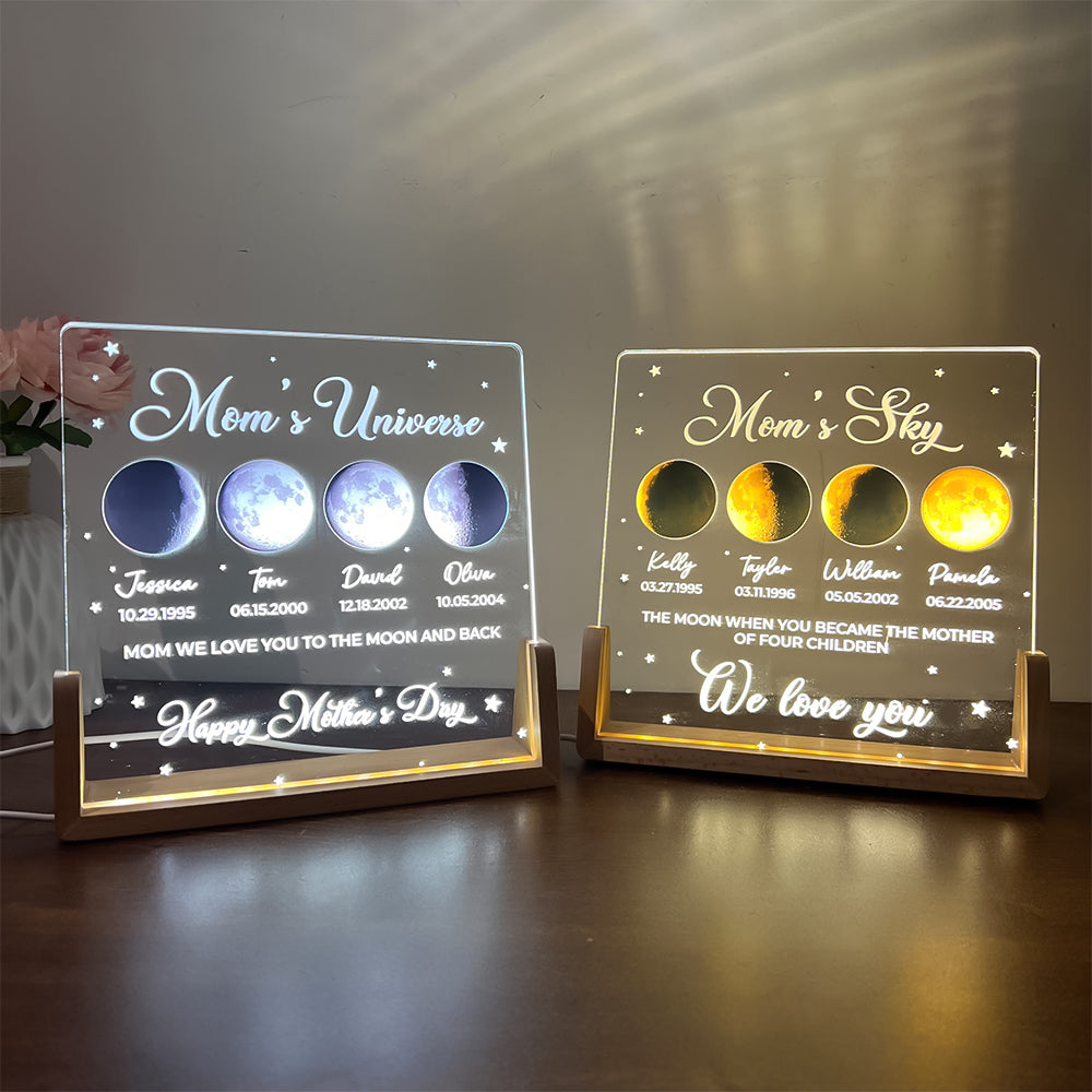 Mom's Sky Custom Real Moon Phase Led Light Frame