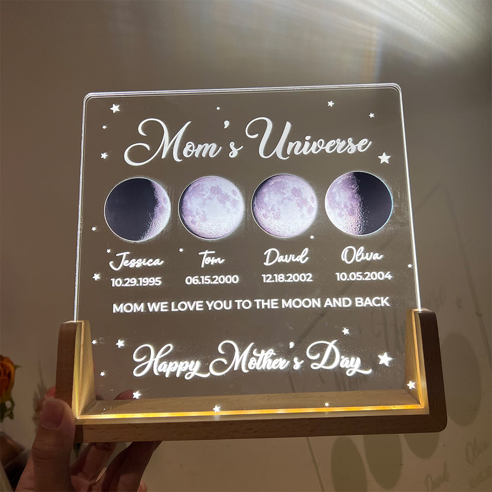 Mom's Sky Custom Real Moon Phase Led Light Frame