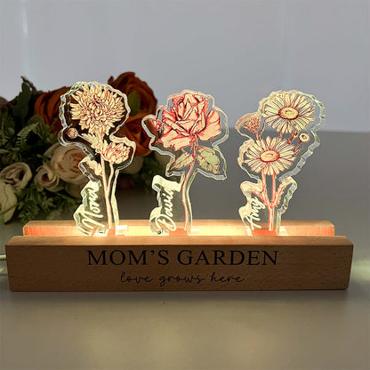 Custom Birth Flower 3D Crystal Acrylic LED Light