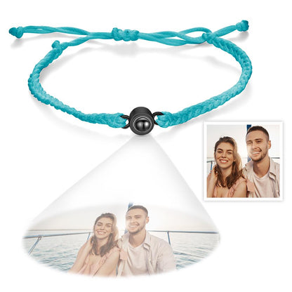 Personalized Photo Projection Couple Bracelet Braided Black Rope Bracelet Gift For Lovers