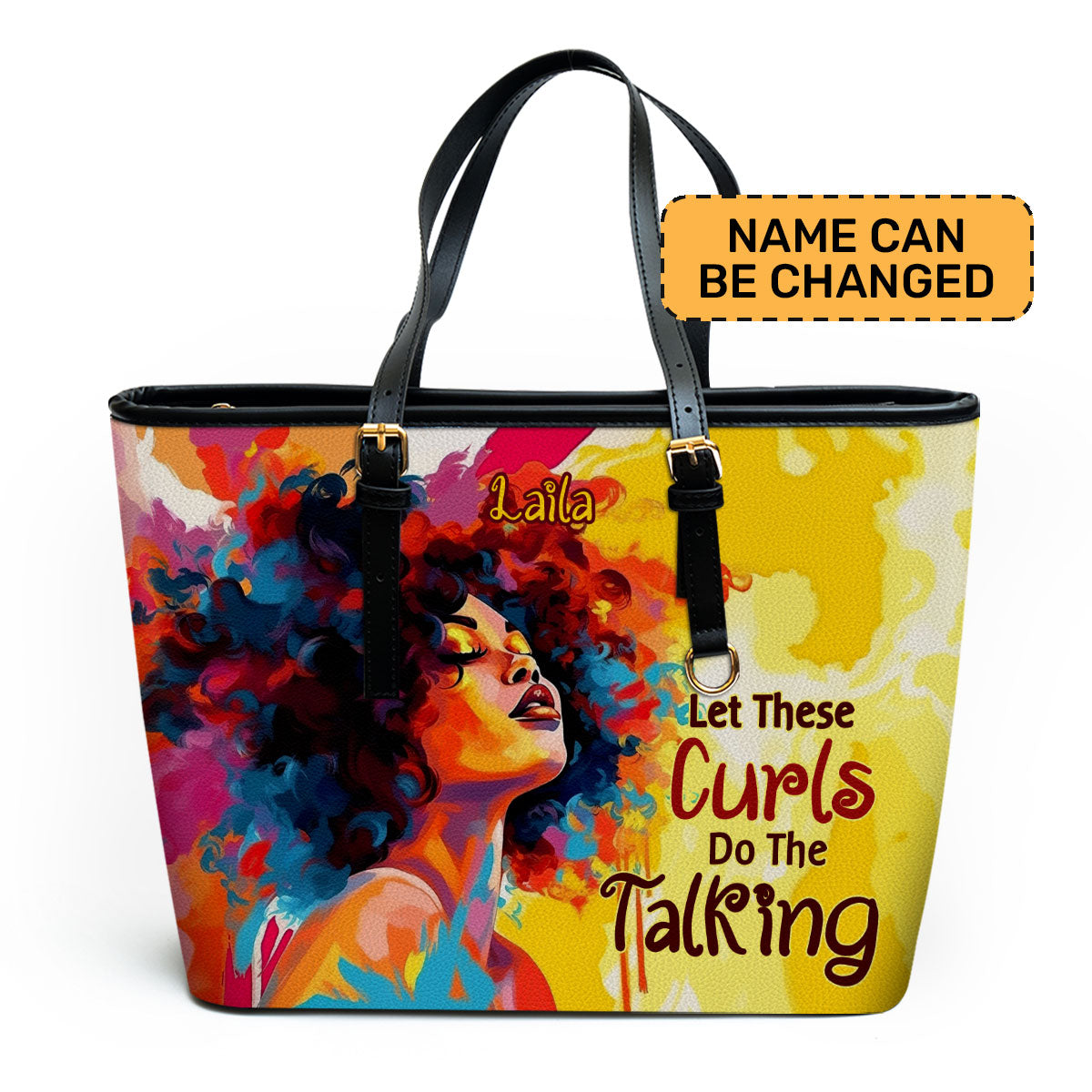 Let These Curls Do The Talking - Personalized Leather Totebag