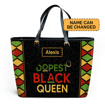 Dopest Black Queen - Personalized Leather Totebag